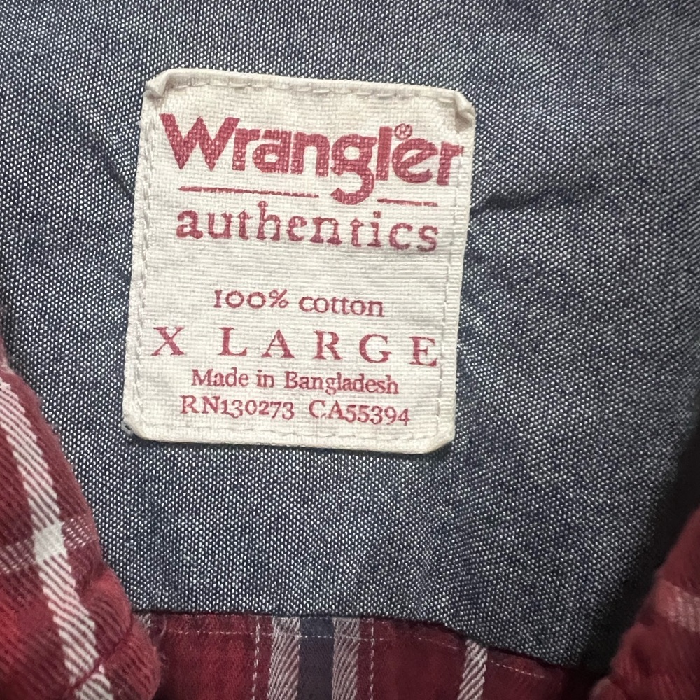 Wrangler Authentics Men's Red and Blue Plaid Button Down Shirts Bundle